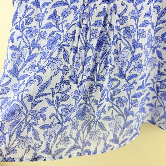 J.Jill Blue Floral Cotton Pintuck Popover 2X - Picture 4 of 9
